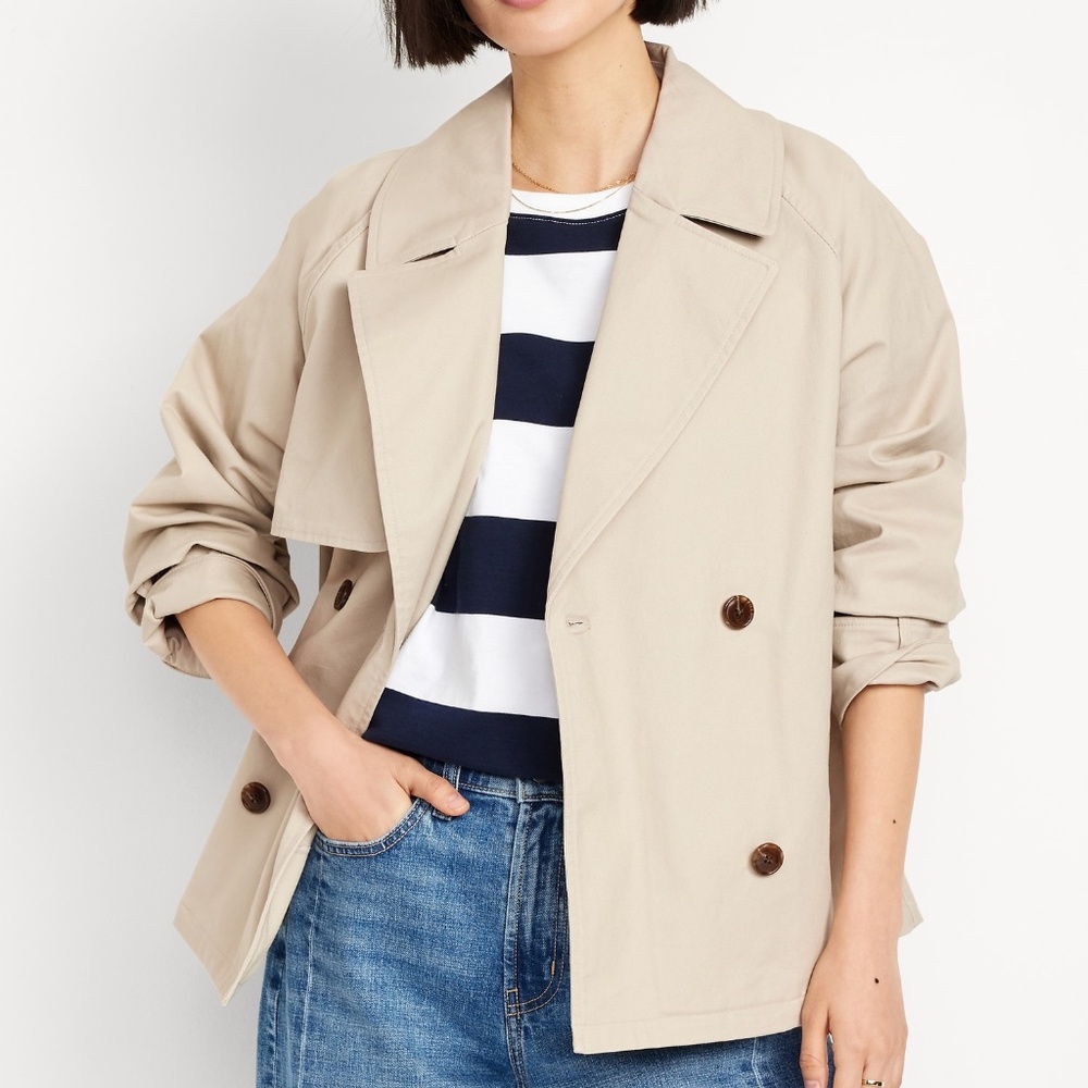 OLD NAVY Oversized Double-Breasted Short Trench Coat - NWT